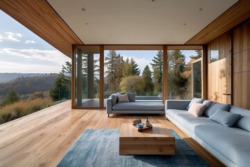 Bright Modern Living Room with Scenic View