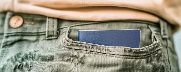 Traveler's Passport in Cargo Pants Pocket - Travel Concept
