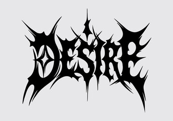 DESIRE metal core text sreetwear t shirt element vector clip art ink sticker isolated editable