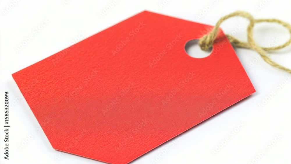 Poster a red price tag hanging from a string, suitable for use in e-commerce or retail settings