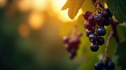 Natural black currant berry, fresh garden harvest in season.