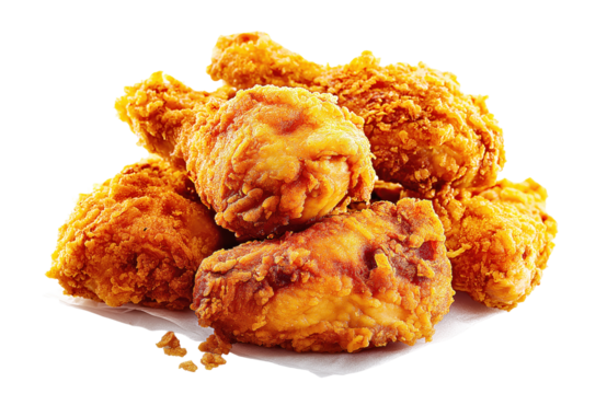 Delicious crispy fried chicken legs on transparent background