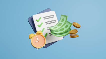 Financial planning concept, saving or investment plan, money and wealth management, budget, debt and mortgage, pension fund. Business financial management, plan and growing strategy. 3d rendering