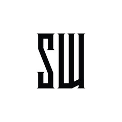 SW monogram logo design letter text name symbol monochrome logotype alphabet character simple logo