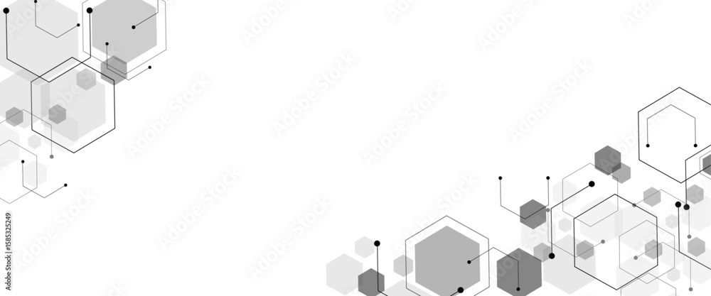 Poster Vector hexagons pattern. Geometric abstract background with simple hexagonal elements. Medical, technology or science design