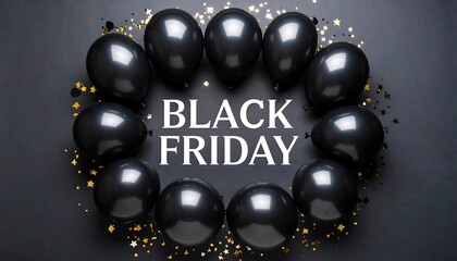 Black balloons in a circle with Black Friday text