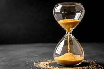 hourglass on black background