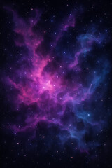 Vibrant and Expansive Cosmic Nebula Filled with Twinkling Stars and Swirling Clouds of Purple and Blue Hues
