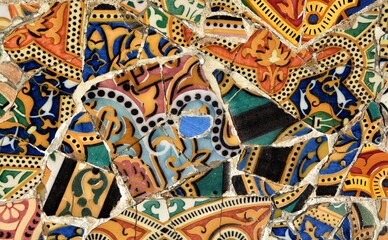 Mosaico en un parque de Bareclona, España