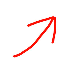 red arrow up line hand drawn on a transparent background. Highlight arrow sign.
