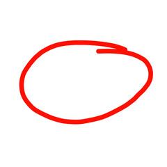 Hand-drawn red circle highlighter PNG on a transparent background. Vector marker circle line