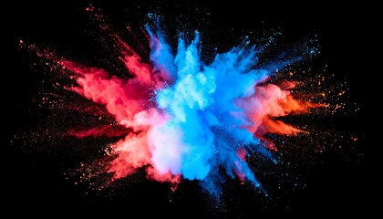 Colorful powder explosion on black background