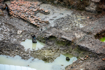 Archaeology, excavation of ancient artifacts at Bangkok Noi