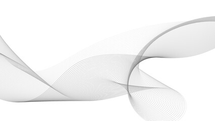 Fototapeta premium Black abstract wave line isolated on white background. Smooth flowing curved stripes in gradient style. Futuristic motion design, minimal geometric pattern.