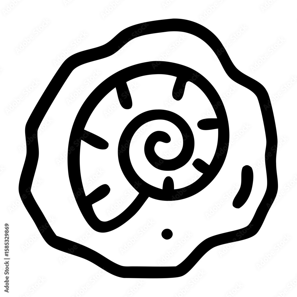 Poster outline handdrawn detailed shell shape icon element design