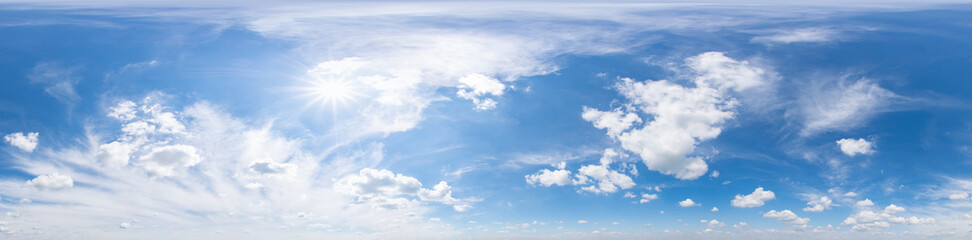360 seamless panorama of beautiful blue sky with clouds.