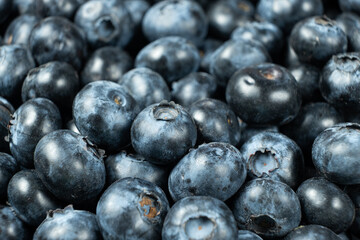 Blueberry Pile Macro Background. Healthy Vegan Superfood.