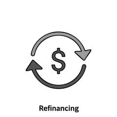 Fototapeta premium Refinancing Icon with Dollar Sign and Circular Arrow Flat Style
