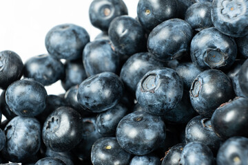 Fresh blueberries on a white background macro isolate