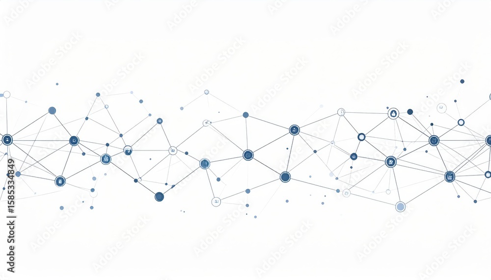 Poster abstract network connection background with blue and white nodes and lines. digital technology conce