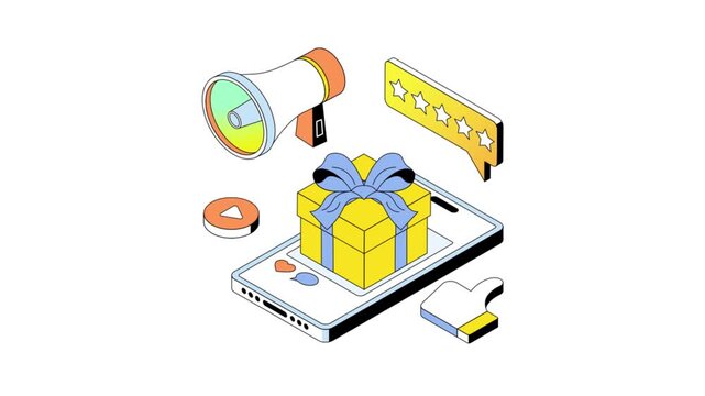 Social Media Giveaway isometric animation MP4
