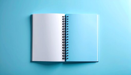 Open notebook on a blue background