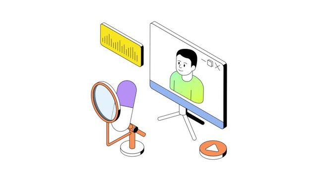 Podcast Recording isometric animation MP4