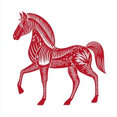 Zodiac sign horse in Chinese paper-cut style