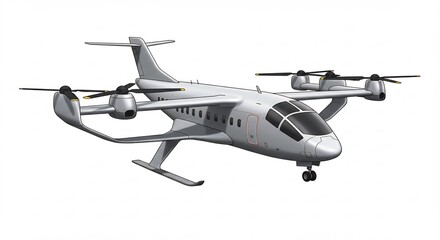 Fototapeta premium 未来都市空飛ぶ車 滑らかな曲線 美しいデザイン 精密描写. AI Generated