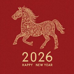 Golden ornate horse for Chinese New Year 2026
