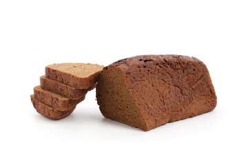 Cut fresh rye bread isolated on white