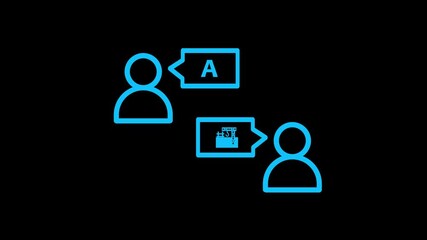 Language Learning translate Line Icon animation. Mastering Language Learning, Multilingual Communication Skills, Multilingual language translation technology concept animation .