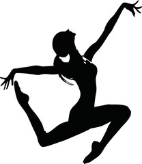 Fototapeta premium Silhouette of dancer in motion isolated vector style on white background 