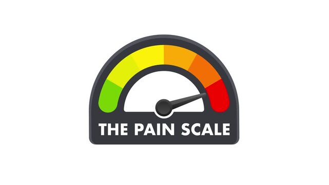 Pain scale indicator changing values on white and blue background