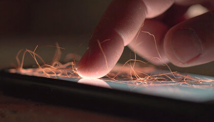 Close-Up of Fibers Entangled in Mortar Under Soft Lamp Glow