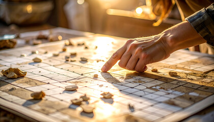 Detailed Excavation Map with Bone Flakes for Archaeological Analysis