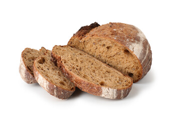 Pieces of fresh bread isolated on white