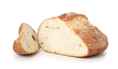 Pieces of fresh bread isolated on white