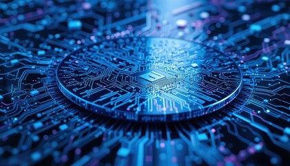 Advanced microchip design showcases intricate electronic circuit pathways
