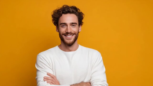 A man with a warm smile, styled in modern casual attire.