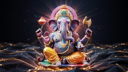 Lord Ganesha Digital Art – Hindu Deity of Wisdom, Prosperity