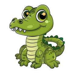 Fototapeta premium Adorable Baby Alligator Cartoon Illustration