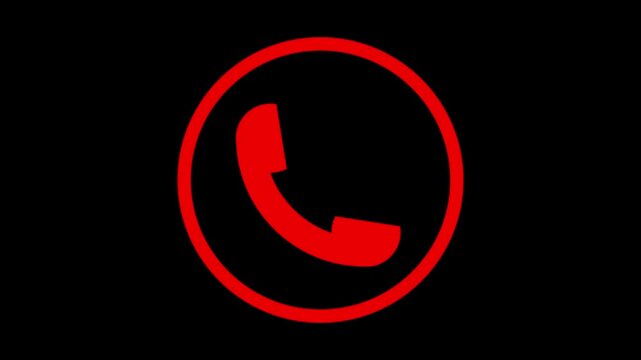 Animated call icon with a mobile phone screen concept. Incoming or outgoing call icon Receiver Icon Animation 4k Motion Graphics Video Footage red call icon