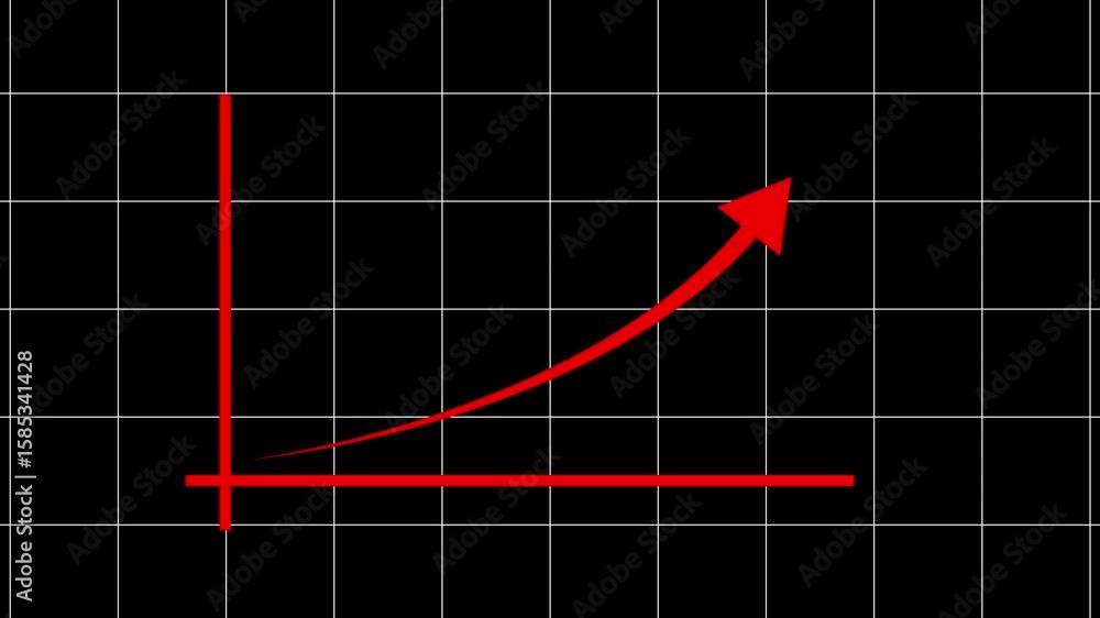 Poster business growth graph and upward arrow animation on the black background. digital bar chart with gro