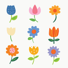 Hand drawn vector flower set