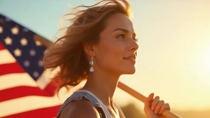 Courageous Woman Looking Ahead Under Evening Sun – Women’s Rights Symbol