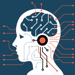 Obraz premium Artificial intelligence brain concept flat style