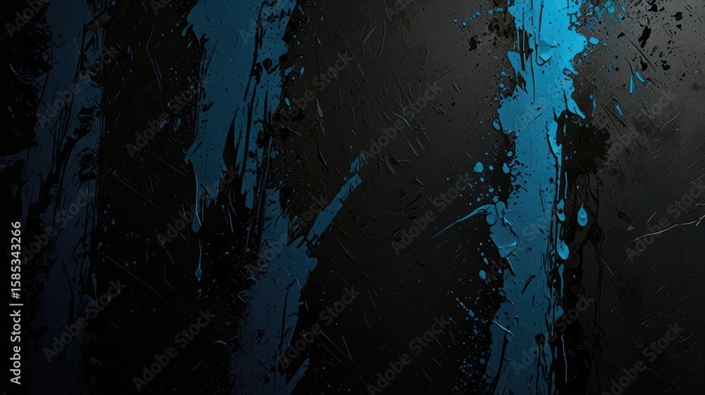 Poster abstract dark background with blue paint streaks, creating a textured effect.