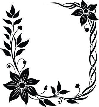 Side Border Flower Ornament Silhouette With Long L