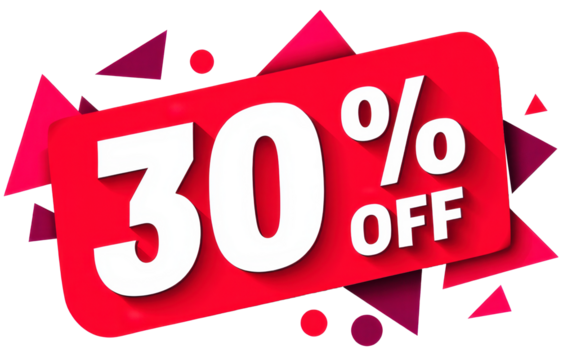 Discount promotion sticker with bold 30 percent off text in flat vector design